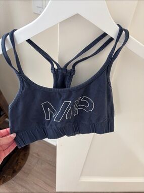 Dark Navy Strappy Sports Bra with Logo Detail